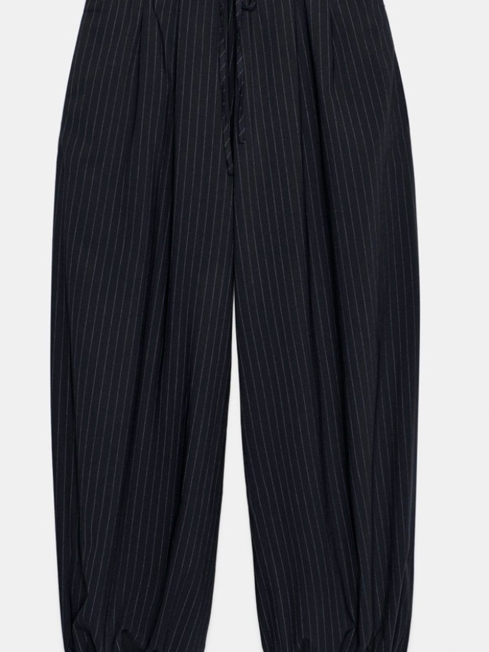 Zara Women's ZW Collection Limited Edition Navy Pinstripe Balloon pants